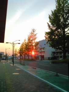 松山　夕日